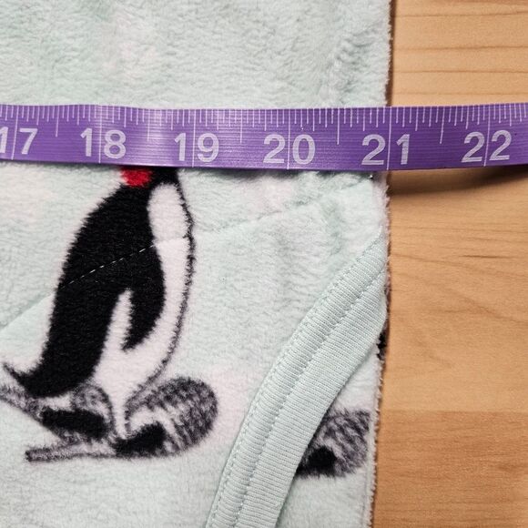 Nick & Nora Mint Green Polka-dots & Winter Penguins One Piece Zip Front Pajamas - Picture 10 of 15
